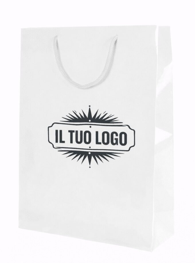 Shopper bianche lucide plastificate personalizzate