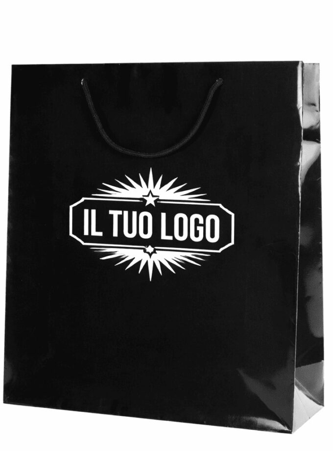Shopper nere lucide plastificate personalizzate
