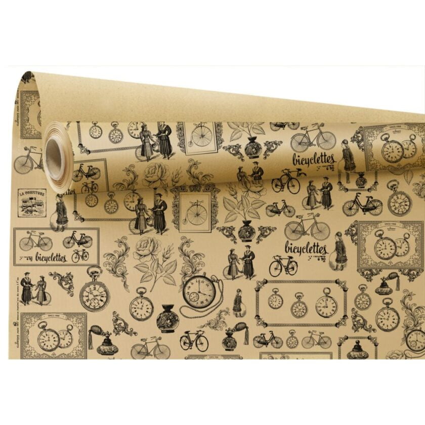 Bobina carta avana con stampa Bicyclettes