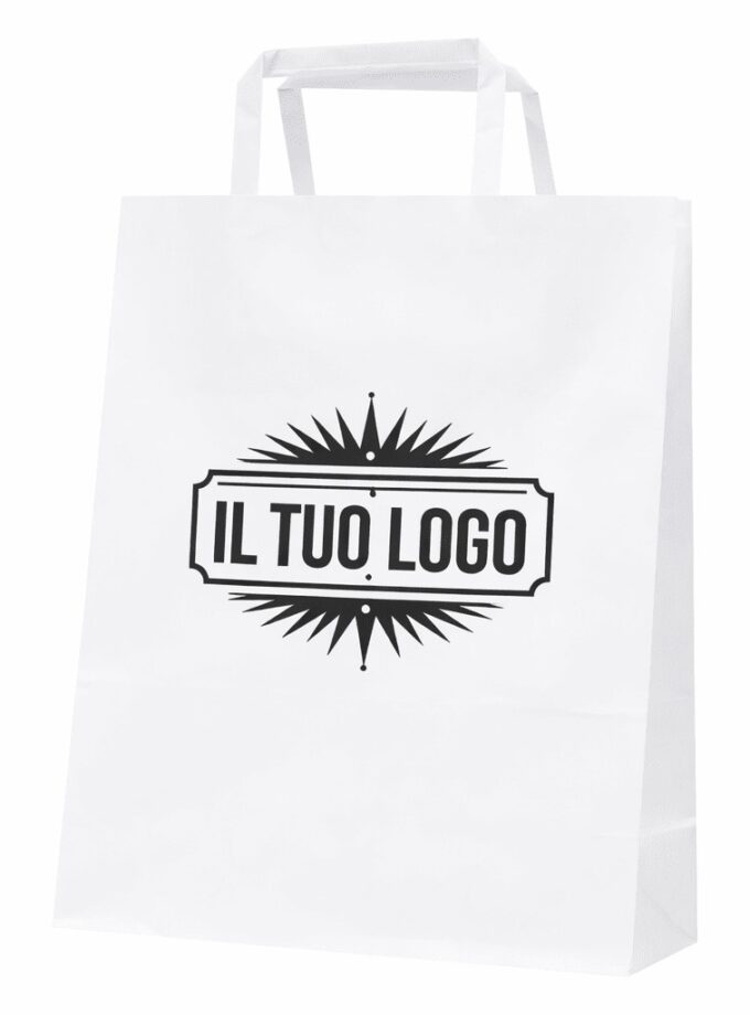 Shoppers bianche maniglia piattina personalizzate