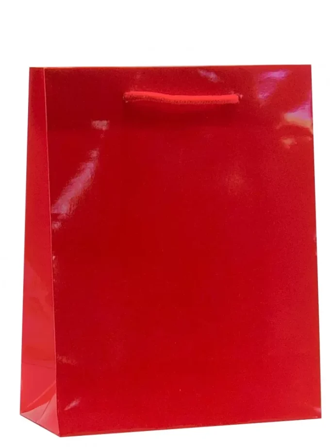 Shopper rosse lucide plastificate personalizzate