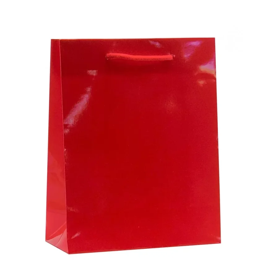 Shopper rosse lucide plastificate personalizzate