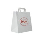 Shoppers bianche per Take Away maniglia piattina personalizzate