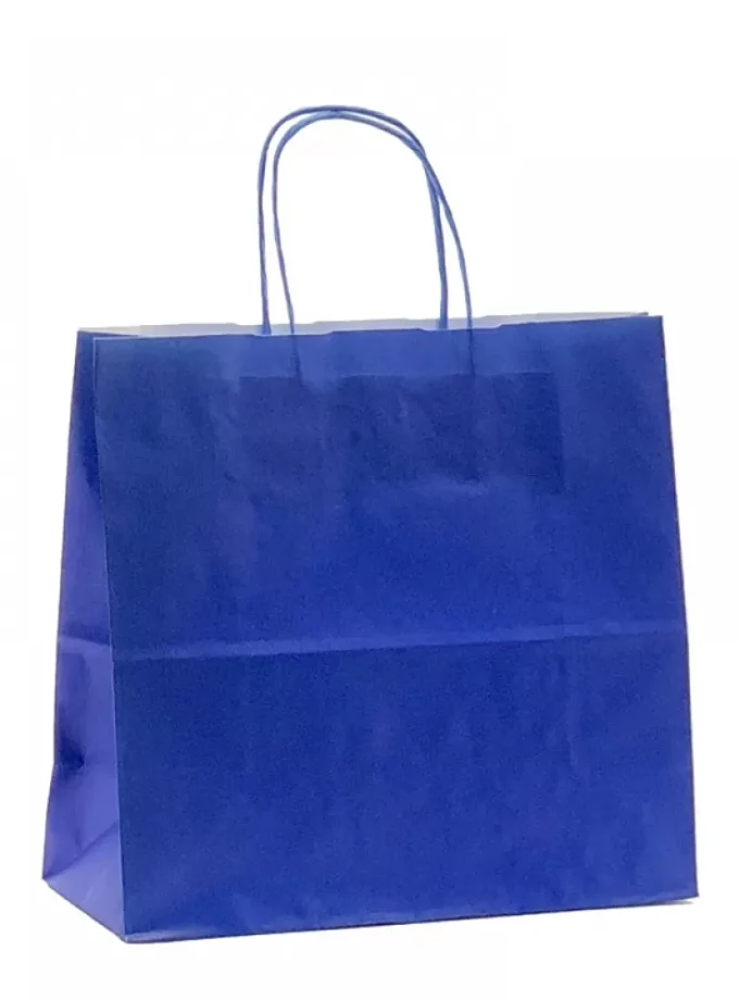 Shoppers Kraft colorate manico in cordino personalizzate blu