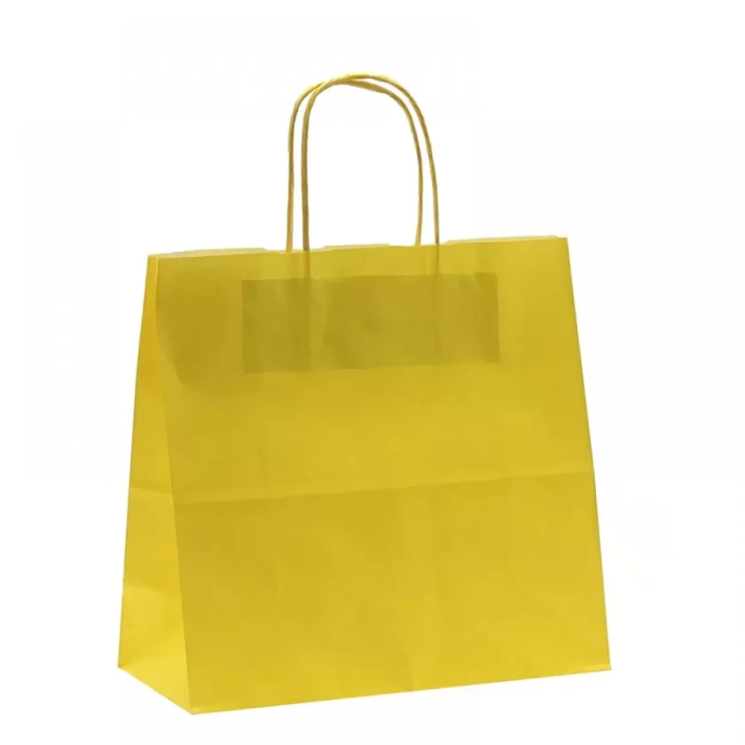 Shoppers Kraft colorate manico in cordino personalizzate gialle