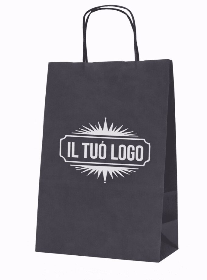 Shoppers Kraft colorate manico in cordino personalizzate