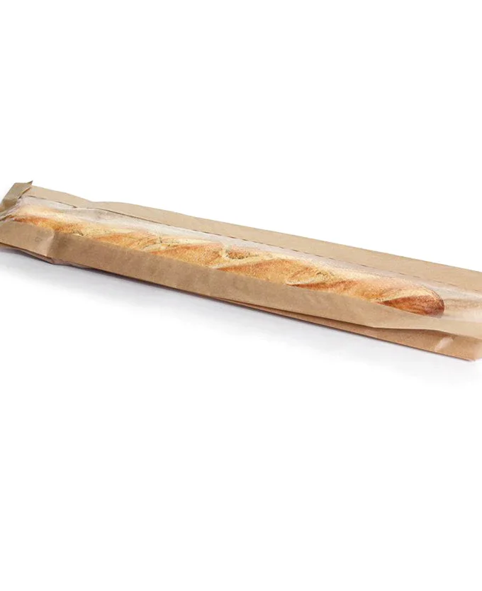 Sacchetto per baguette avana con finestra