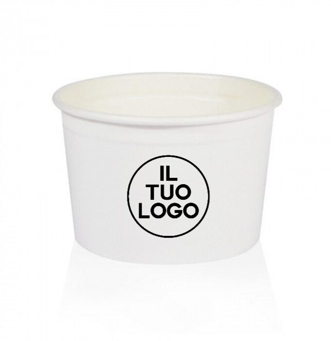 Coppette gelato bianche PERSONALIZZATE con stampa Logo