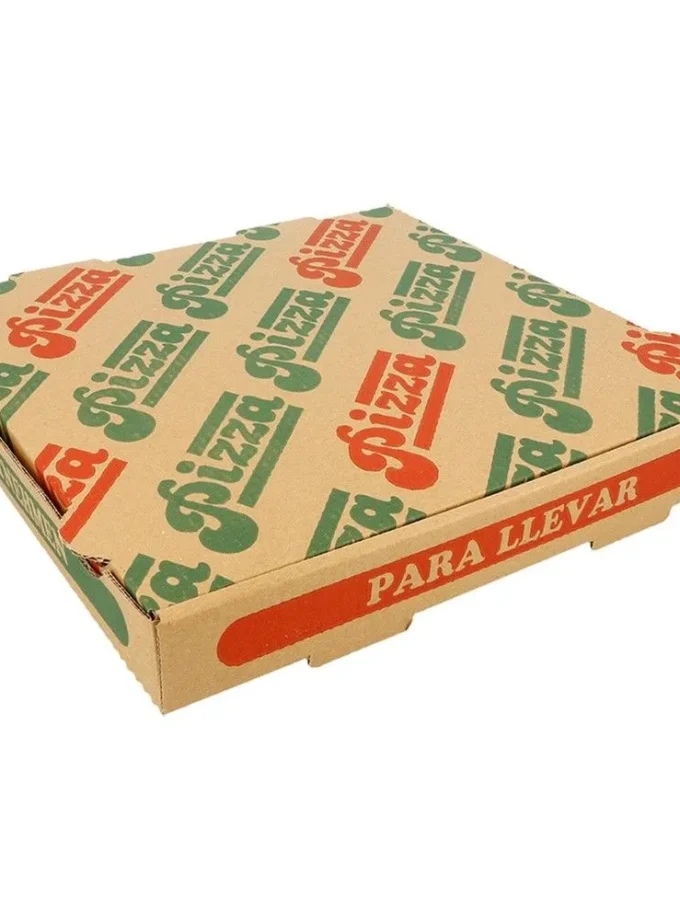Scatola per pizza in cartoncino avana naturale stampato