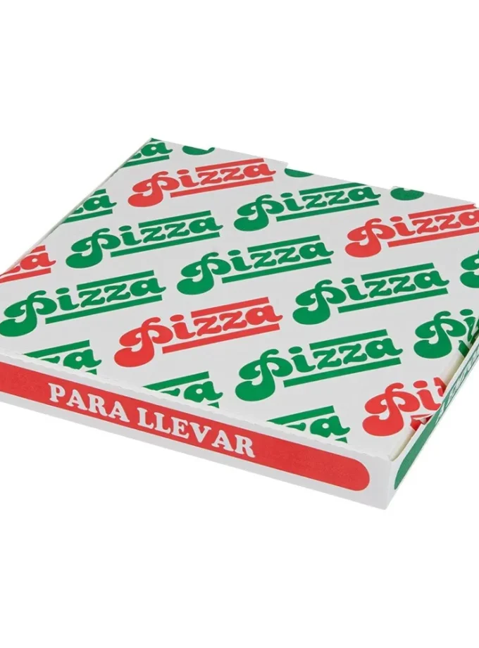 Scatola per pizza in cartoncino bianco naturale stampato