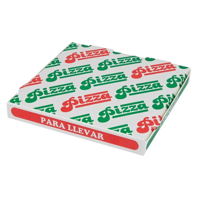 Scatola per pizza in cartoncino bianco naturale stampato