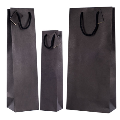 Shopper portabottiglie nere in carta kraft colorata