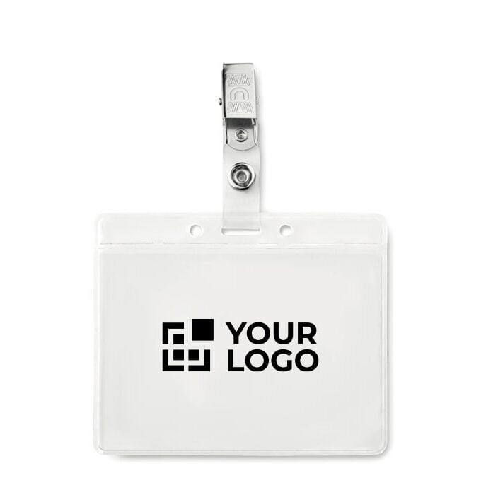 Porta badge trasparente con clip metallica personalizzato