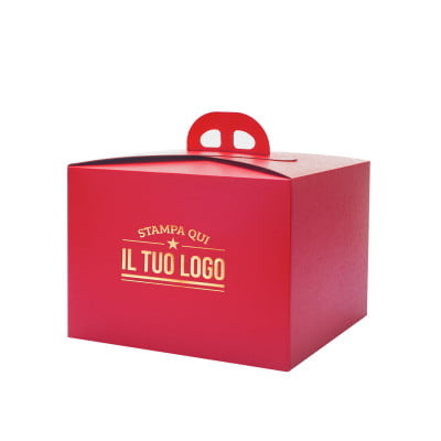 Scatola porta torta in cartoncino rosso liscio personalizzata