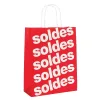 Shopper Soldes in carta rossa con maniglia ritorta