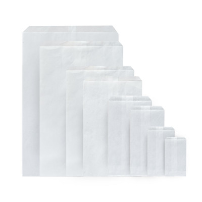 Sacchetti di carta kraft bianchi piatti