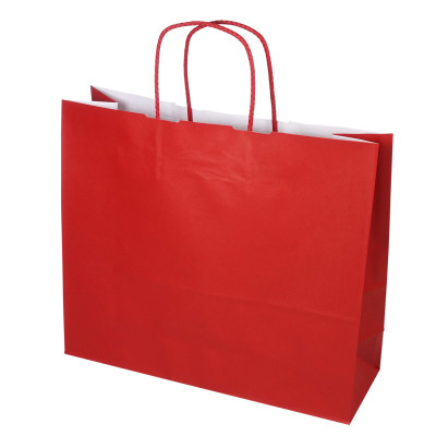 Shopper carta kraft rossa con Manico in cordino