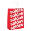 Shopper Soldes in carta rossa con maniglia ritorta