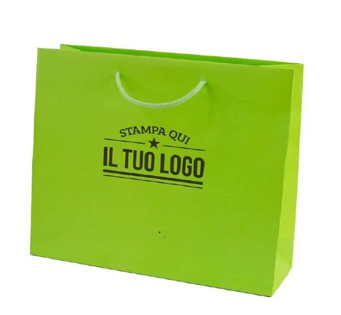 Shopper verde lime Lusso personalizzate con stampa Logo a 1 colore