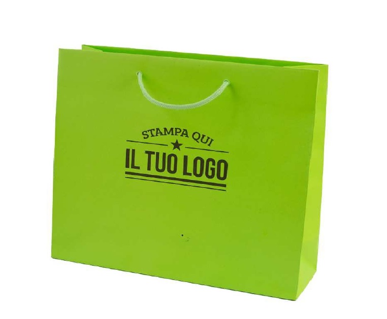 Shopper verde lime Lusso personalizzate con stampa Logo a 1 colore