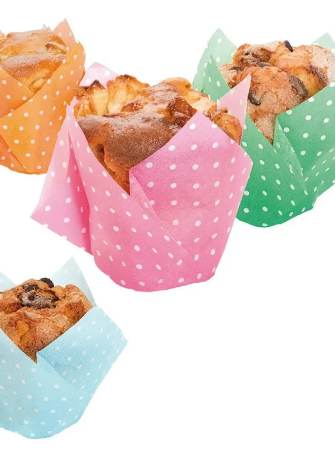 Pirottini per muffin in carta colorata fantasia pois