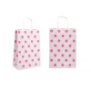 Shopper Carta Kraft Con Maniglia Ritorta e pois rosa