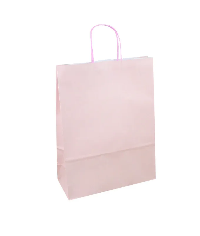 Shopper carta kraft rosa chiaro con maniglia ritorta