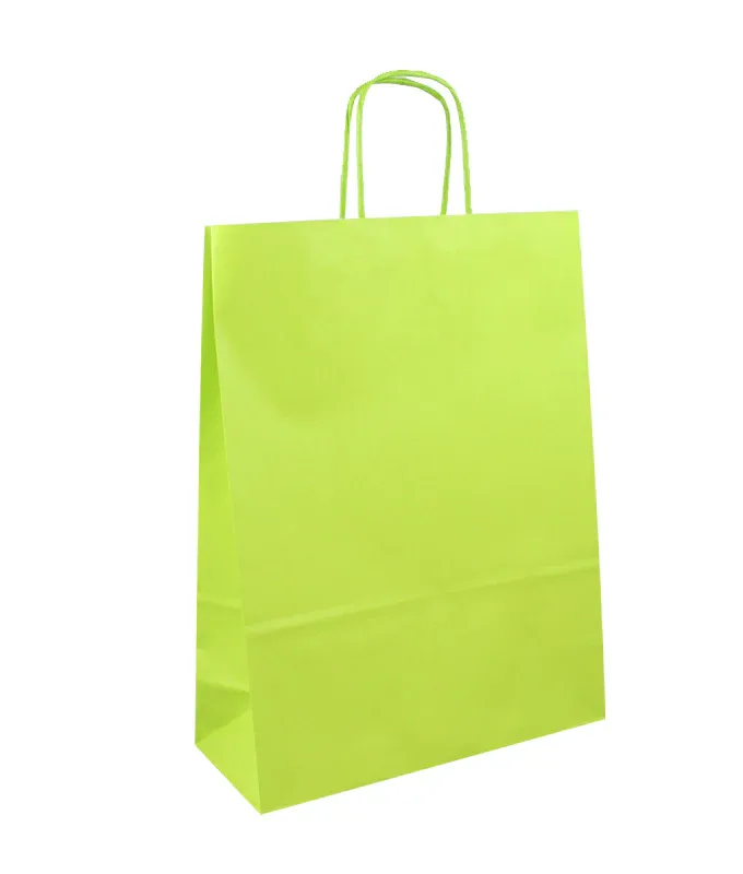 Shopper carta kraft verde con maniglia ritorta