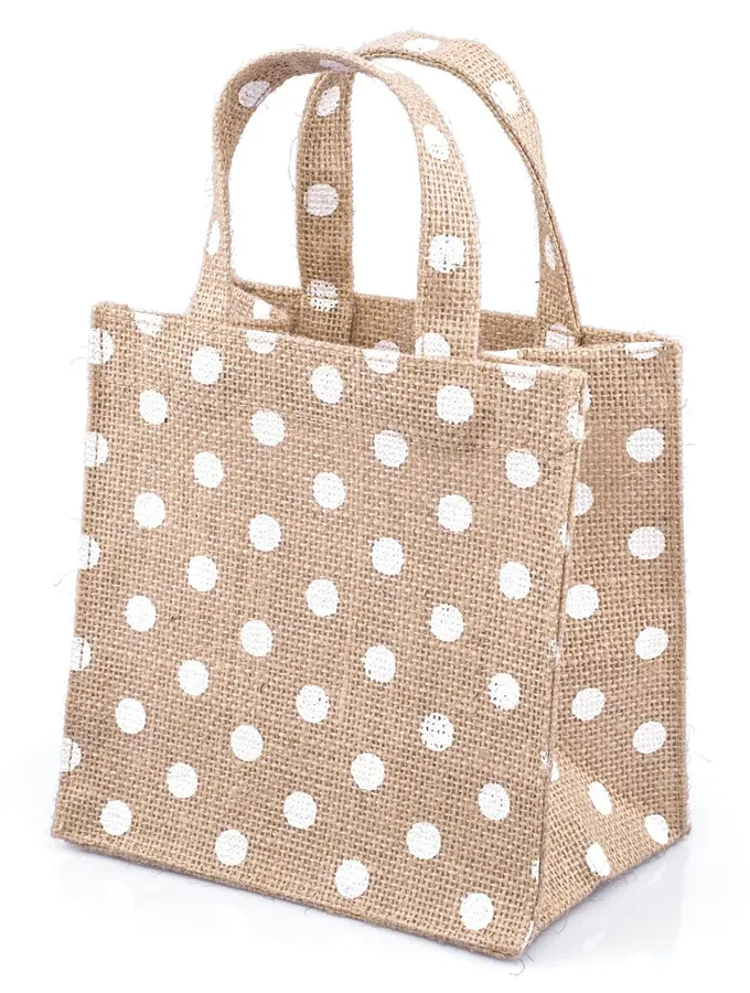 Shopping bag in Juta naturale stampa Pois