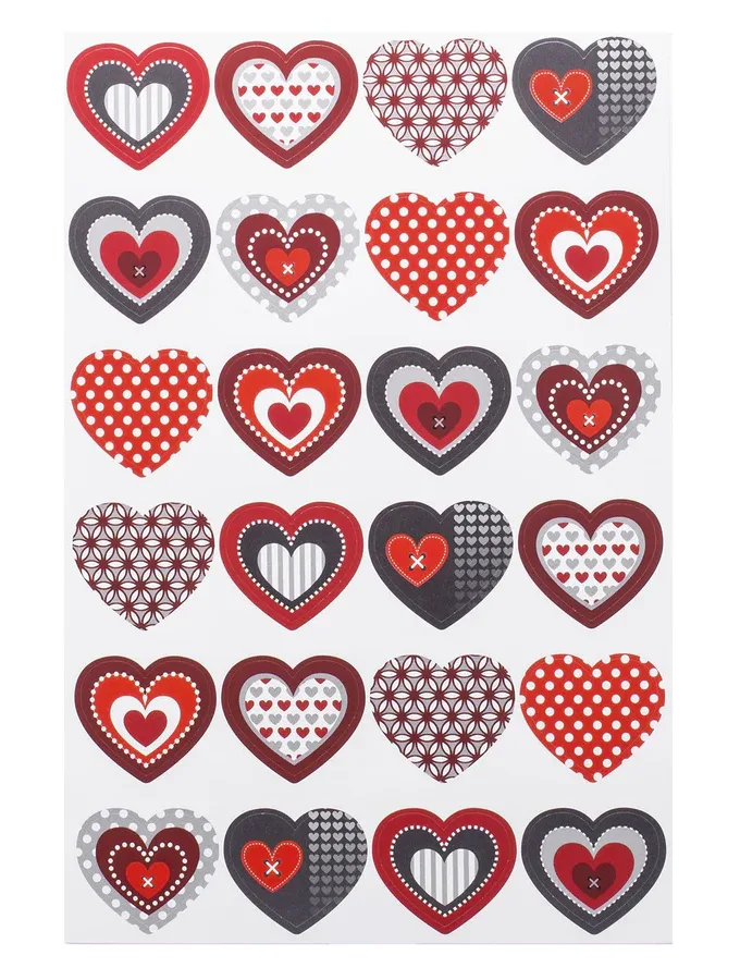 Etichette adesive a cuore patchwork