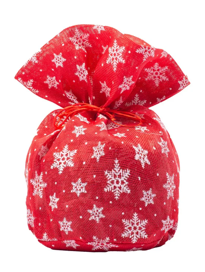 Sacchetti per panettone in tela rossa Cristalli di neve