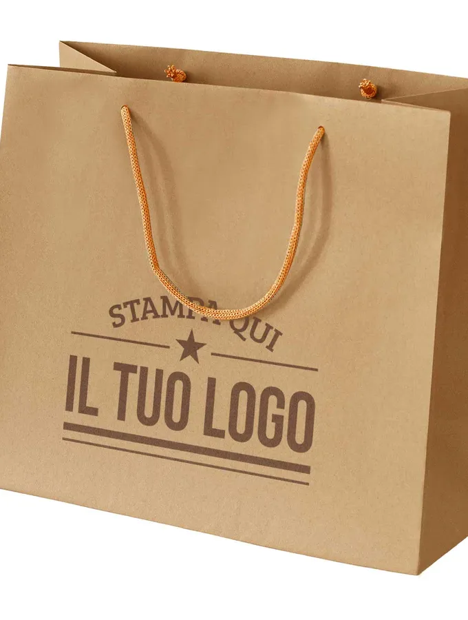 Shopper avana in carta riciclata personalizzate con stampa marrone