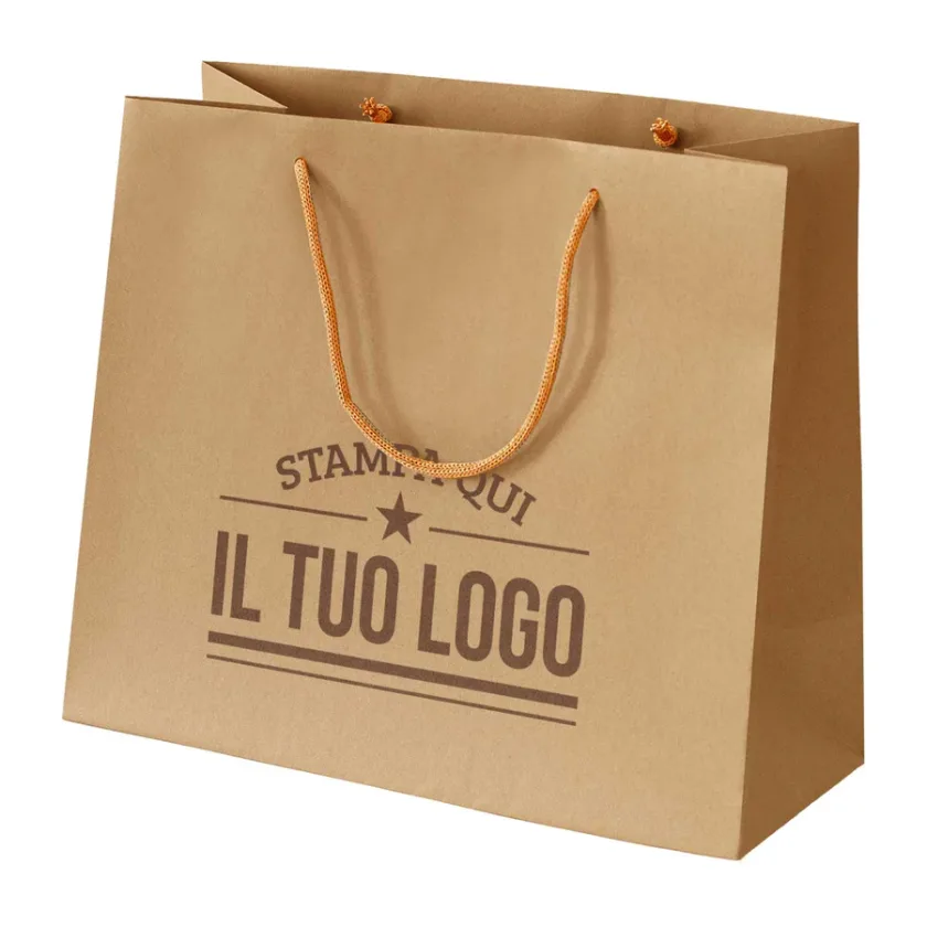 Shopper avana in carta riciclata personalizzate con stampa marrone