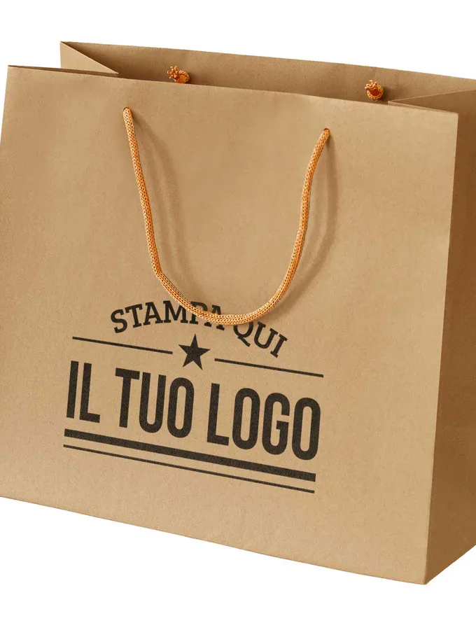 Shopper avana in carta riciclata personalizzate con stampa nera