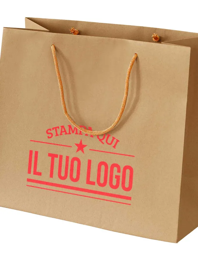 Shopper avana in carta riciclata personalizzate con stampa rossa