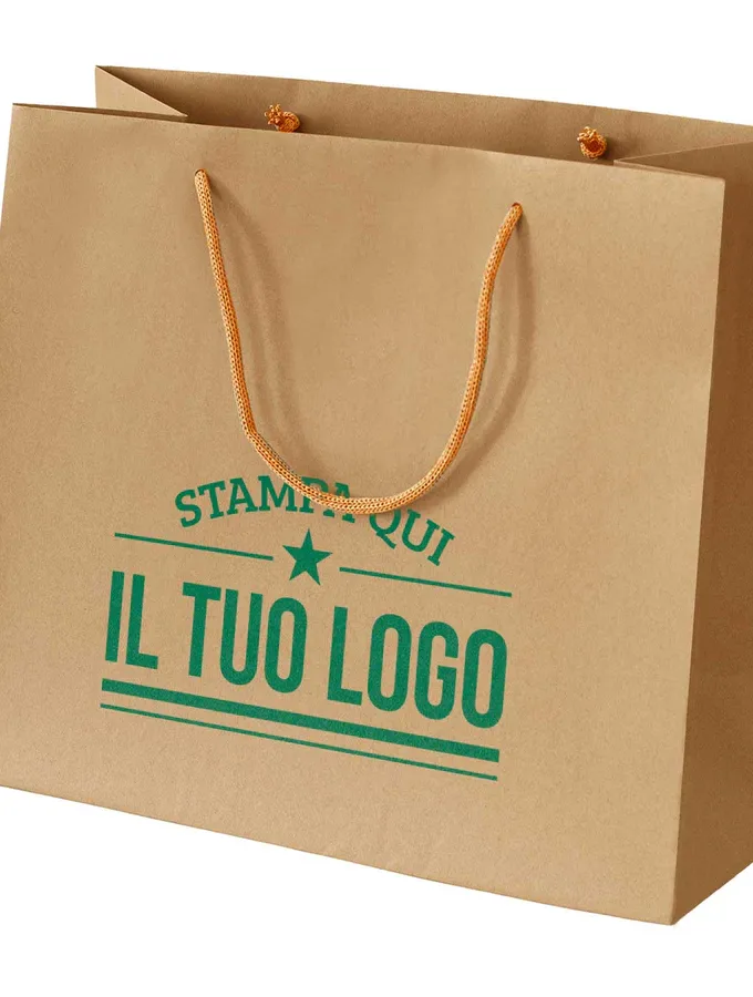 Shopper avana in carta riciclata personalizzate con stampa verde