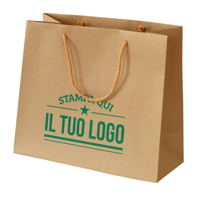 Shopper avana in carta riciclata personalizzate con stampa verde