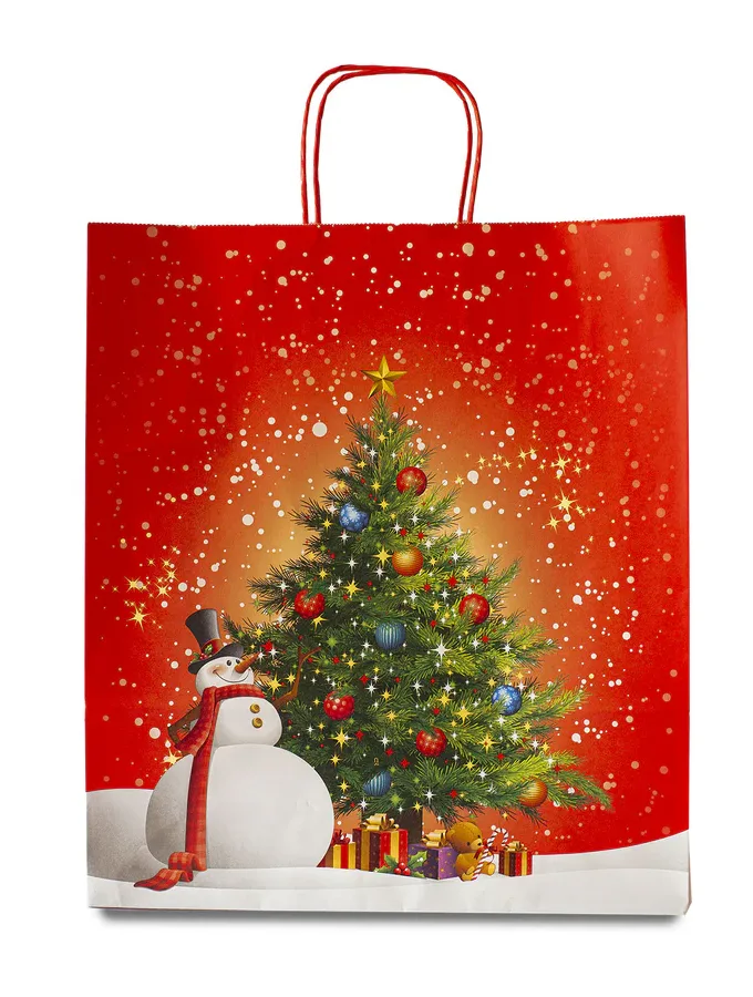 Shopper carta kraft Pupazzo di Neve