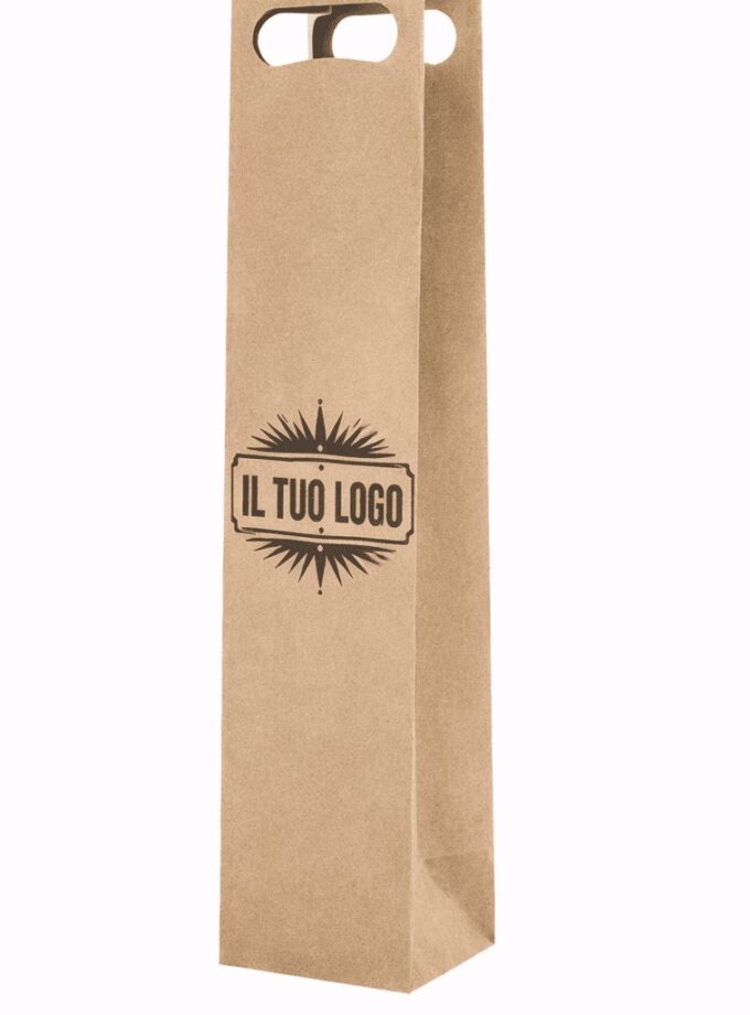 Shopper porta bottiglie avana manico a fagiolo PERSONALIZZATE
