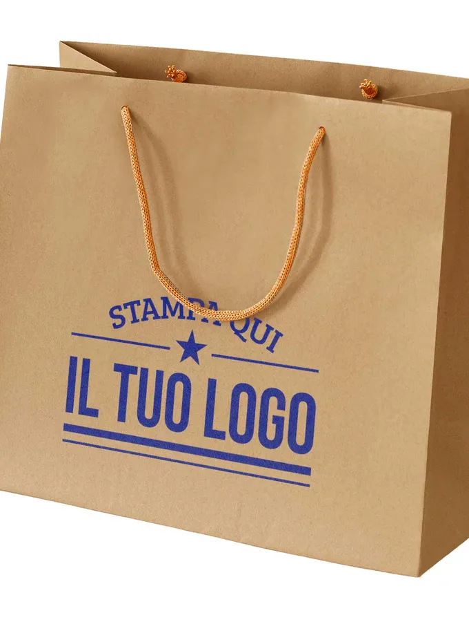 Shopper avana in carta riciclata personalizzate con stampa Logo a 1 colore