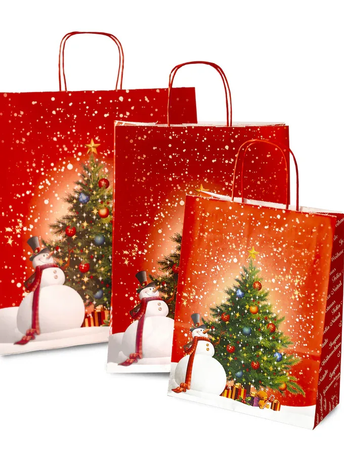 Shopper carta kraft Pupazzo di Neve