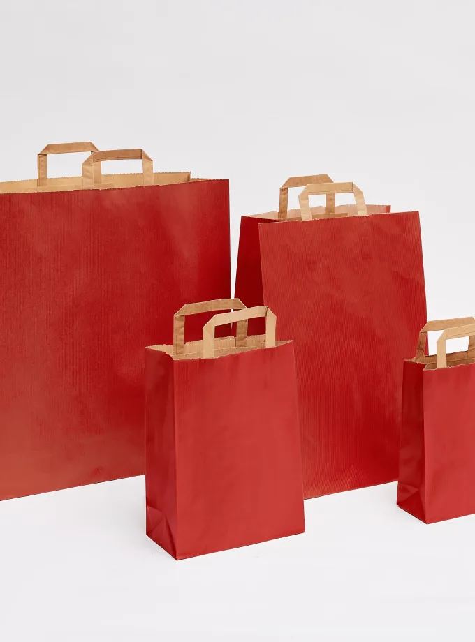 Shopper kraft rosse con manici piatti