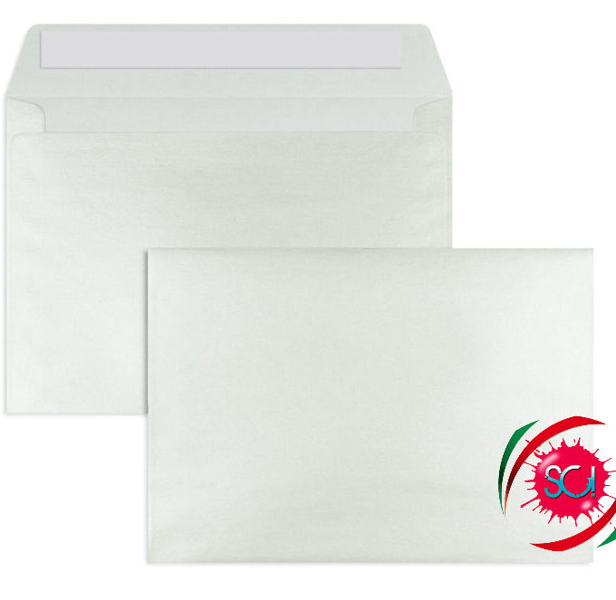 Buste da lettera in carta perlata bianco madreperla