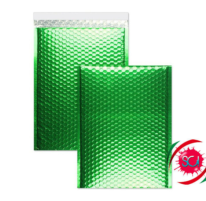 Buste in pluriball metallizzate ecologiche verdi