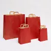 Shopper kraft rosse con manici piatti