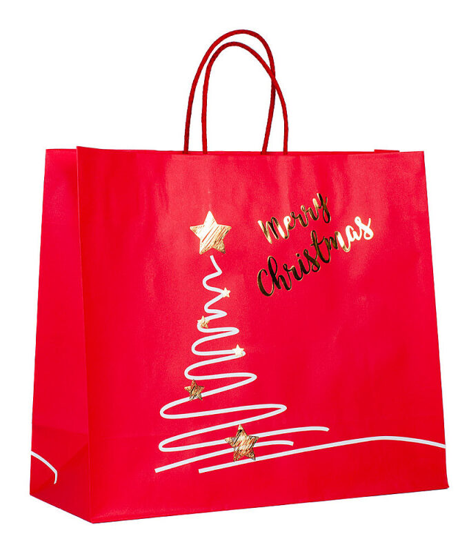 Shopper carta kraft lusso rossa Merry Christmas