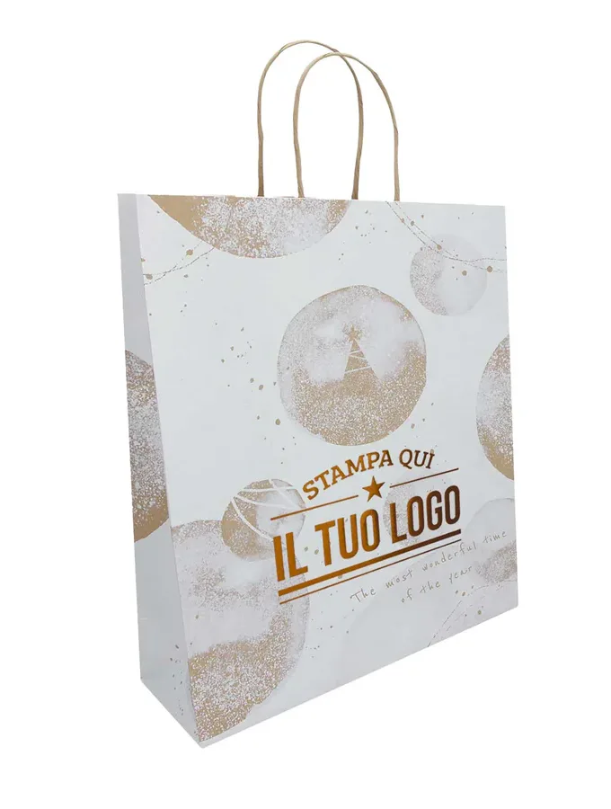 Shopper natalizie PERSONALIZZATE White Snow con Stampa Logo 1 Colore a Caldo