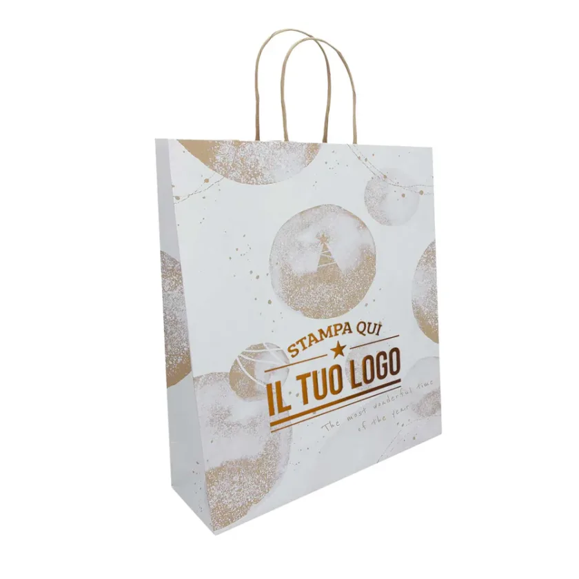 Shopper natalizie PERSONALIZZATE White Snow con Stampa Logo 1 Colore a Caldo