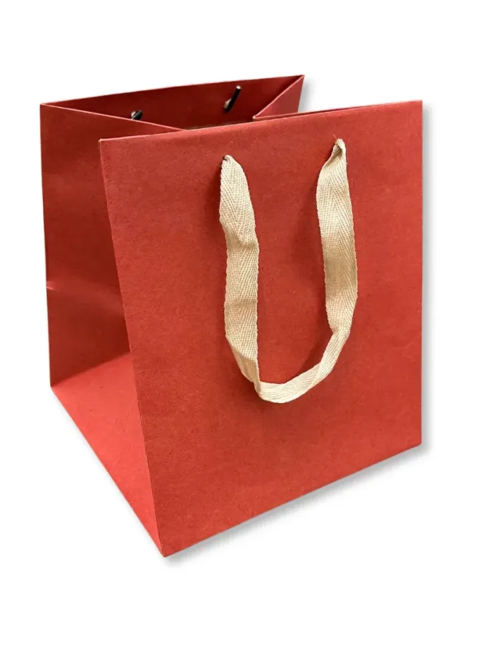 Shopper Lusso rossa Square con maniglia in fettuccia