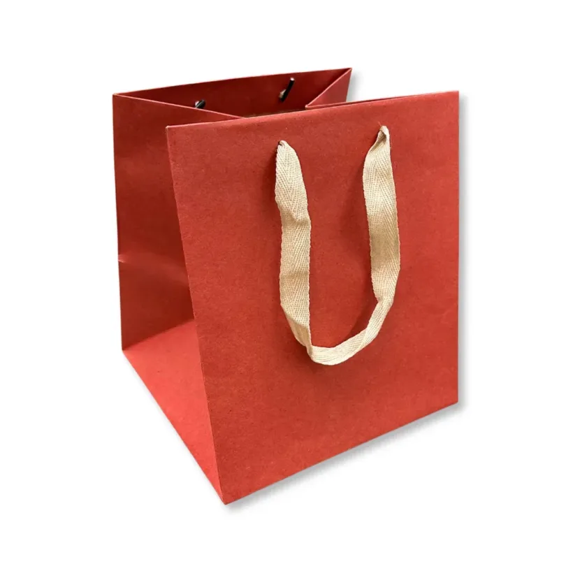 Shopper Lusso rossa Square con maniglia in fettuccia